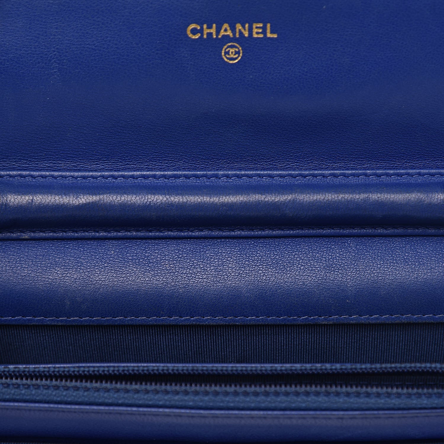 Chanel Lambskin Quilted Wallet On Chain WOC Dark Blue 10 of 18