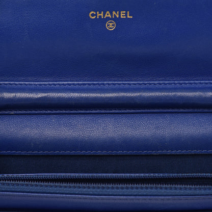 Chanel Lambskin Quilted Wallet On Chain WOC Dark Blue 10 of 18
