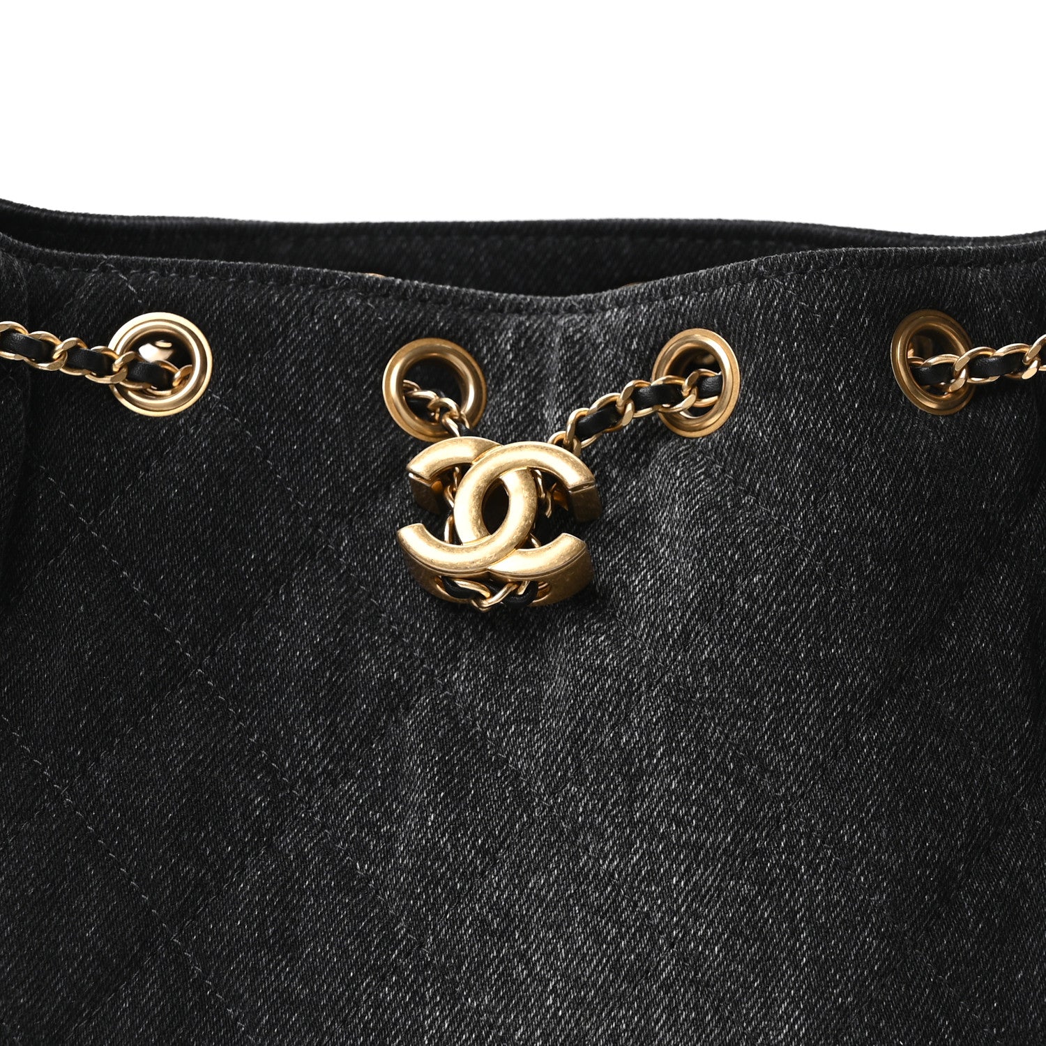 Chanel Washed Denim Quilted Mini Chanel 25 Handbag Black 8 of 11