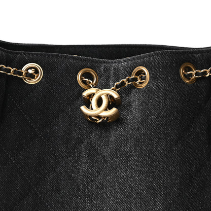 Chanel Washed Denim Quilted Mini Chanel 25 Handbag Black 8 of 11