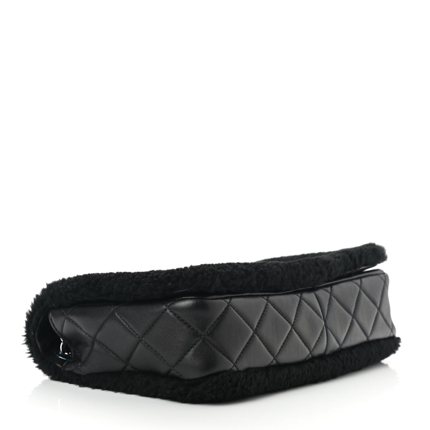Shearling Lambskin Medium Chanel 100% Flap Black