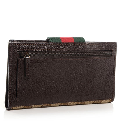 Gucci Monogram Calfskin Ladies Web Continental Wallet Beige Ebony Cocoa 3 of 7