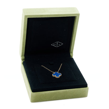 Van Cleef & Arpels VAN CLEEF &amp; ARPELS 18K Yellow Gold Blue Agate Vintage Alhambra Pendant Necklace 6 of 6