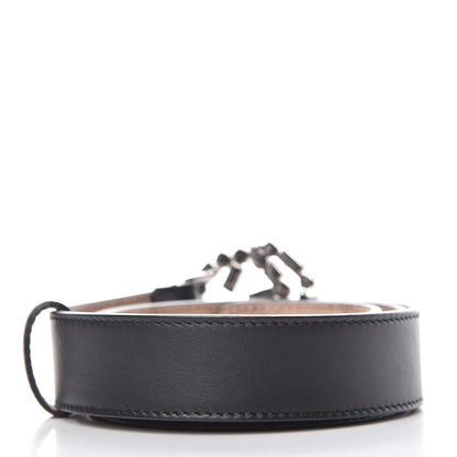 Gucci Calfskin Crystal Interlocking G Belt 80 32 Black 3 of 7