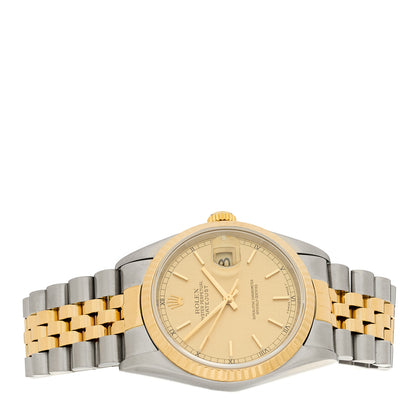 Rolex Stainless Steel 18K Yellow Gold 36mm Oyster Perpetual Datejust Watch Champagne Linen 16233 2 of 4
