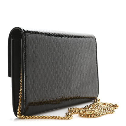 Saint Laurent Calfskin Python Embossed Monogram Uptown Chain Wallet Black 4 of 12