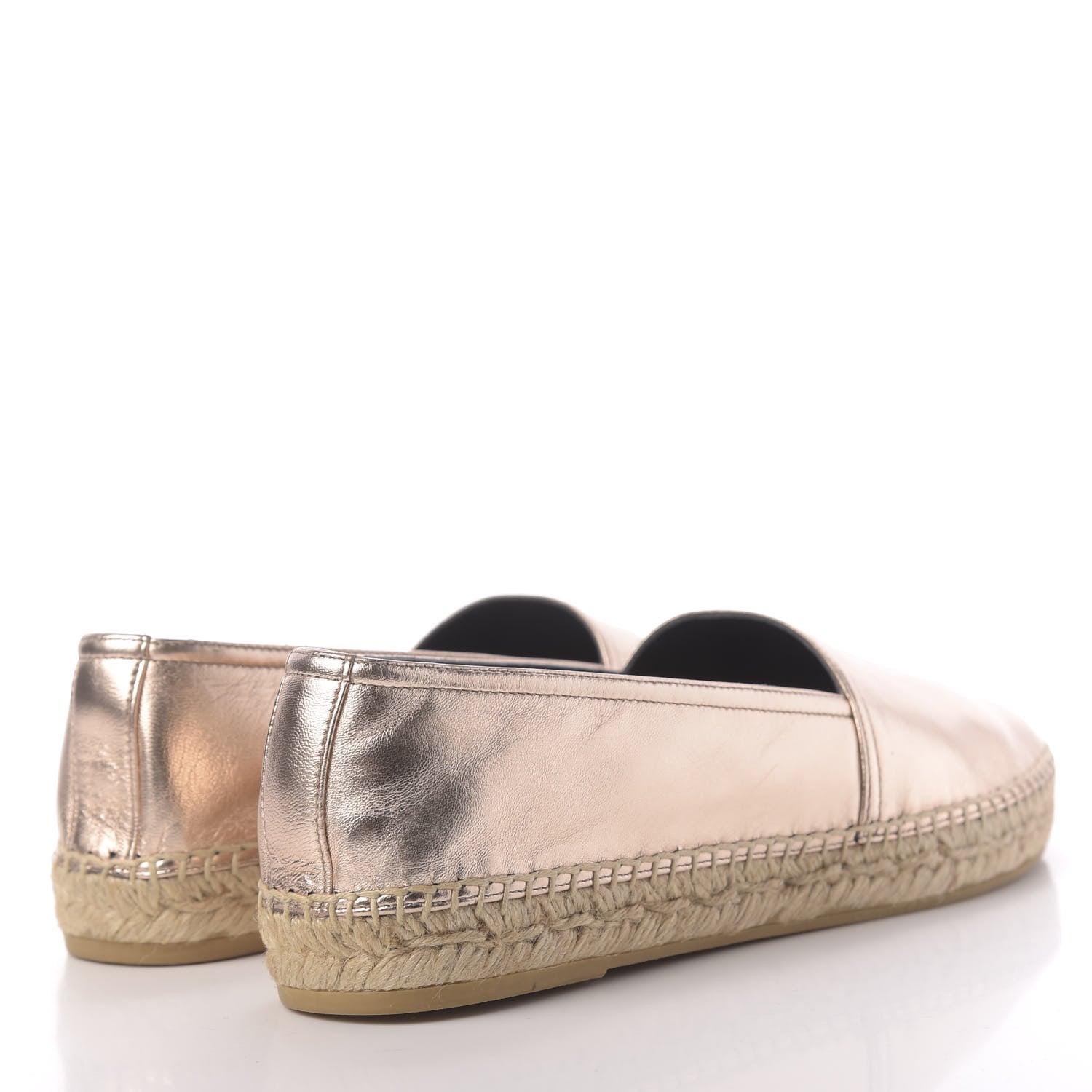 Saint Laurent Metallic Lambskin Monogram Espadrilles 39.5 Blush 4 of 11