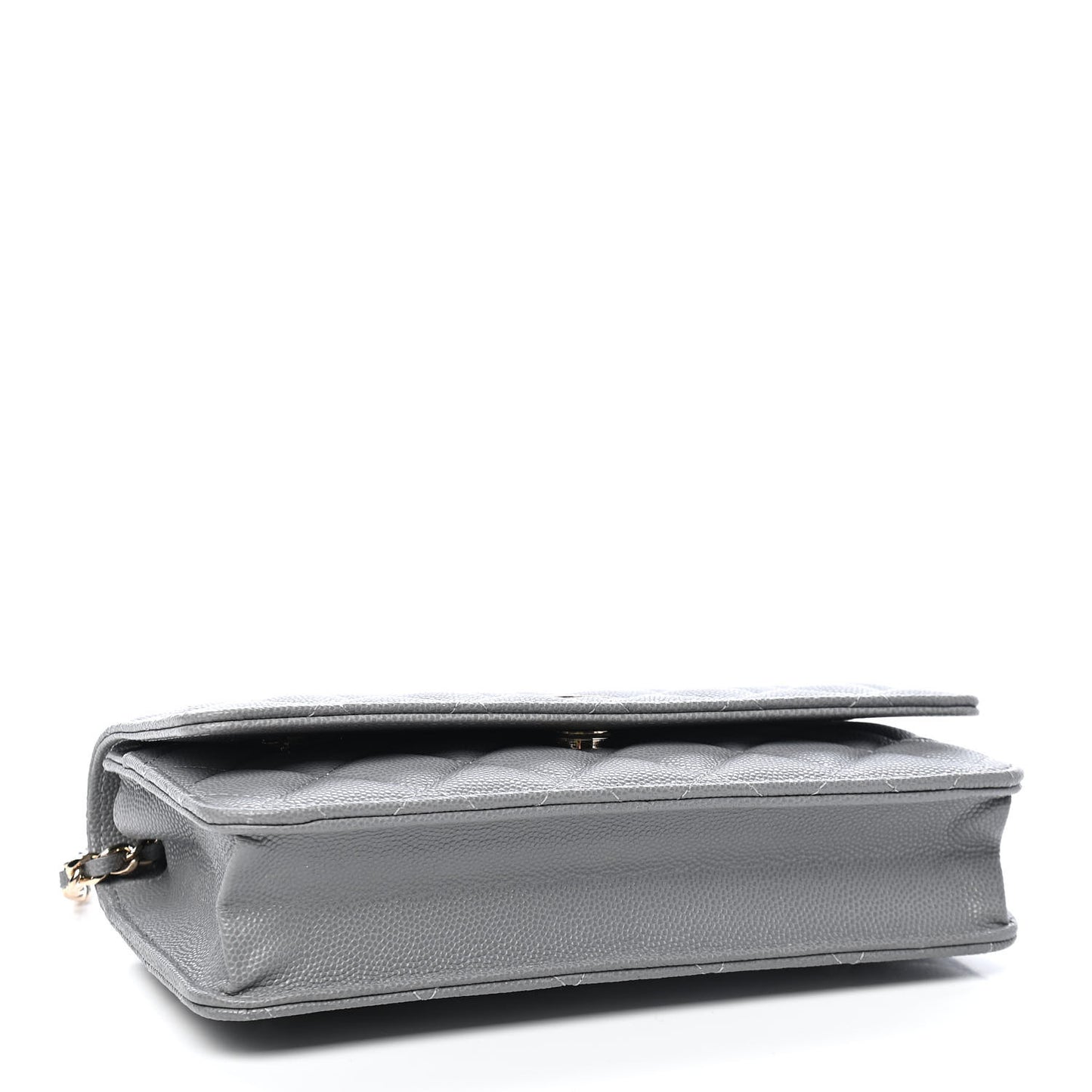 Caviar Quilted Wallet On Chain WOC Grey