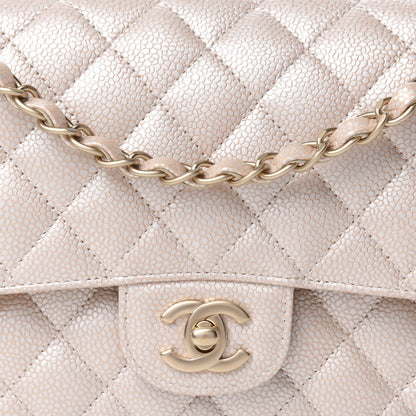 Chanel Pearly Caviar Quilted Medium Double Flap Light Beige 11 of 11