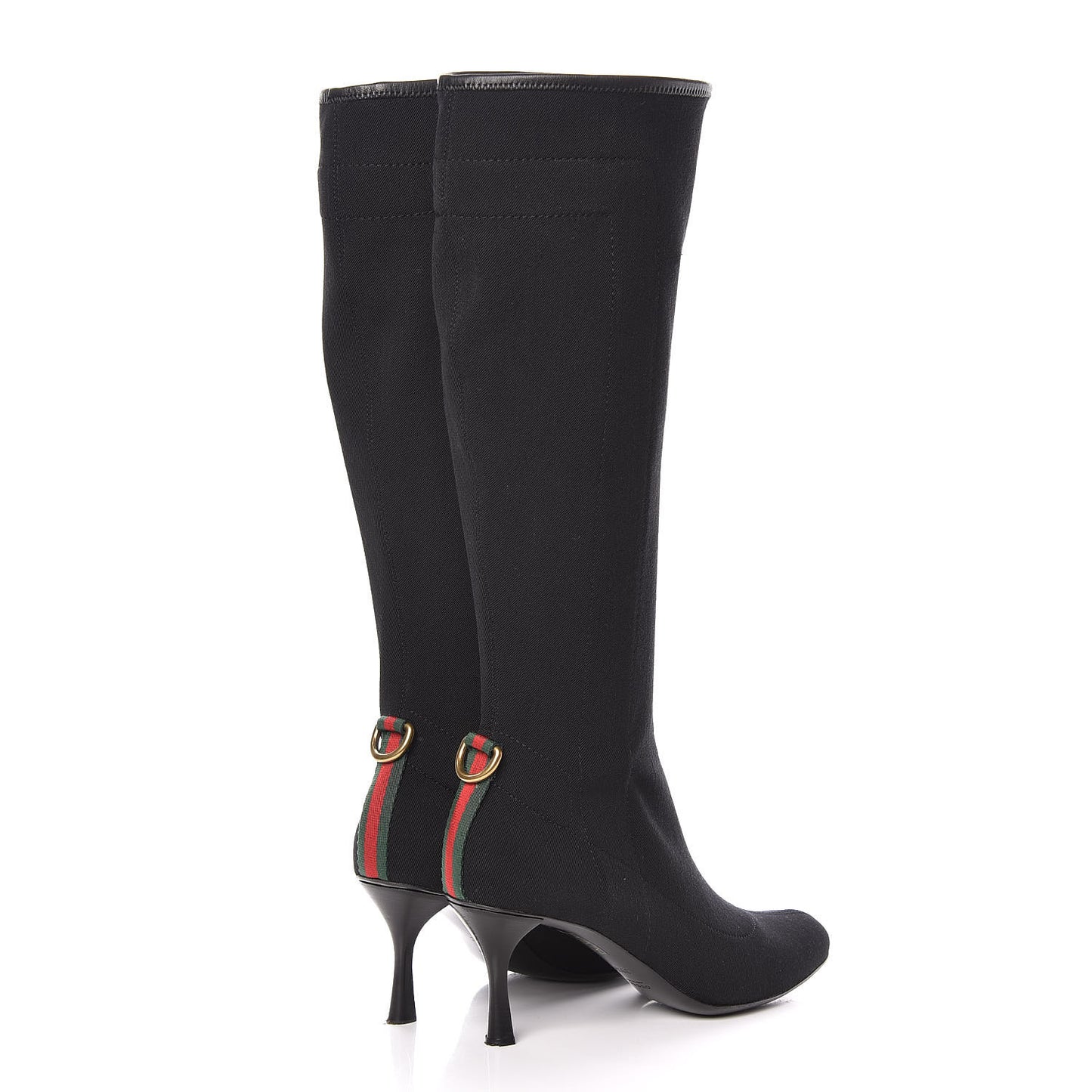 Canvas Web D Ring Knee High Boots 39.5 Black