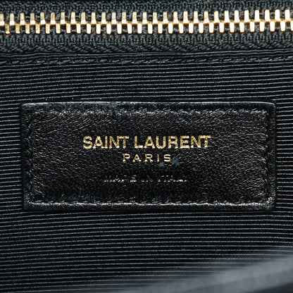 Saint Laurent Grain De Poudre Matelasse Chevron Large Monogram Satchel Black 6 of 6