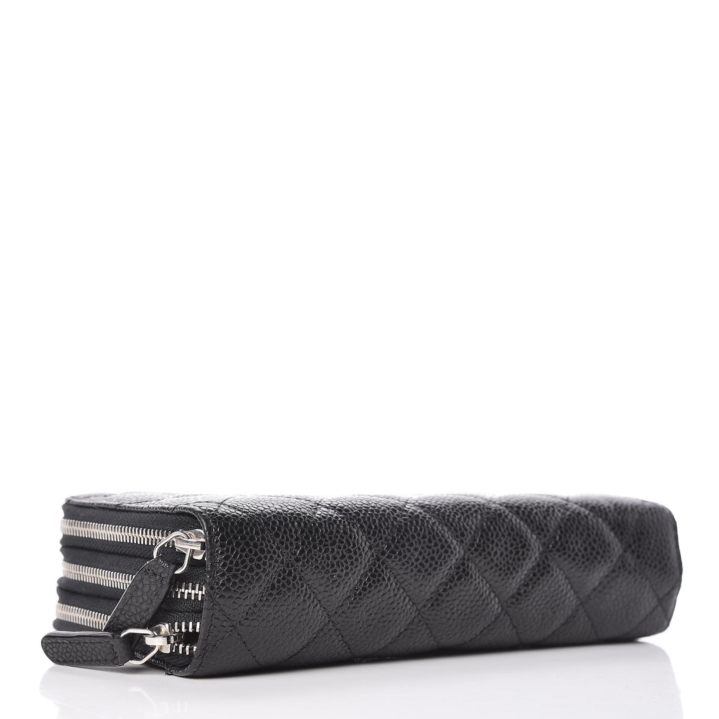 Caviar Quilted Zip Around Phone Holder Black