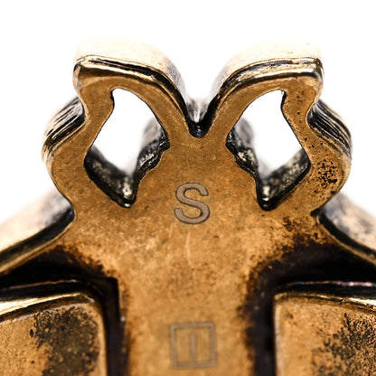 Gucci Metal Crystal Pearl Bee Ring S Aged Gold 5 of 5