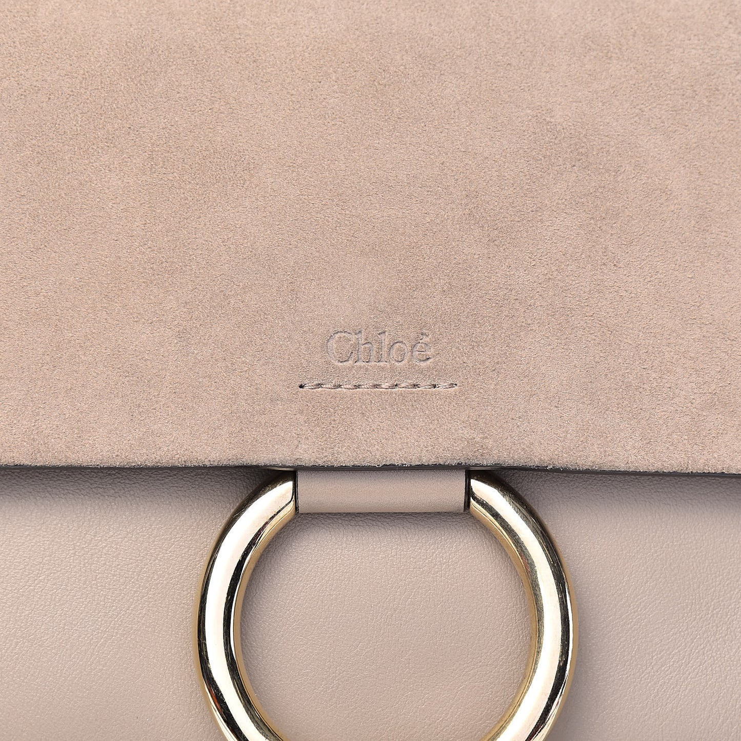 Suede Calfskin Small Faye Shoulder Bag Motty Grey