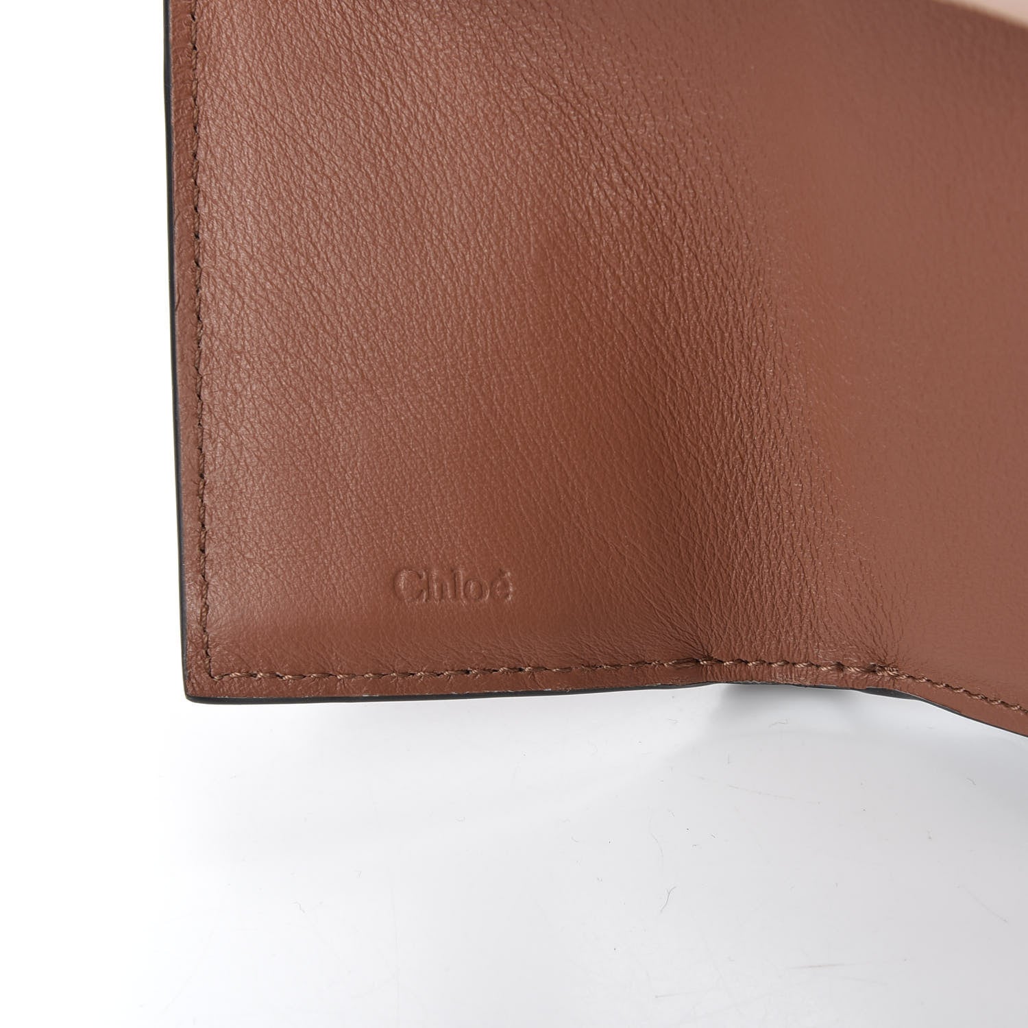 Chloe Crocodile Embossed Shiny Calfskin Small C Tri-Fold Wallet Chestnut Brown 7 of 10