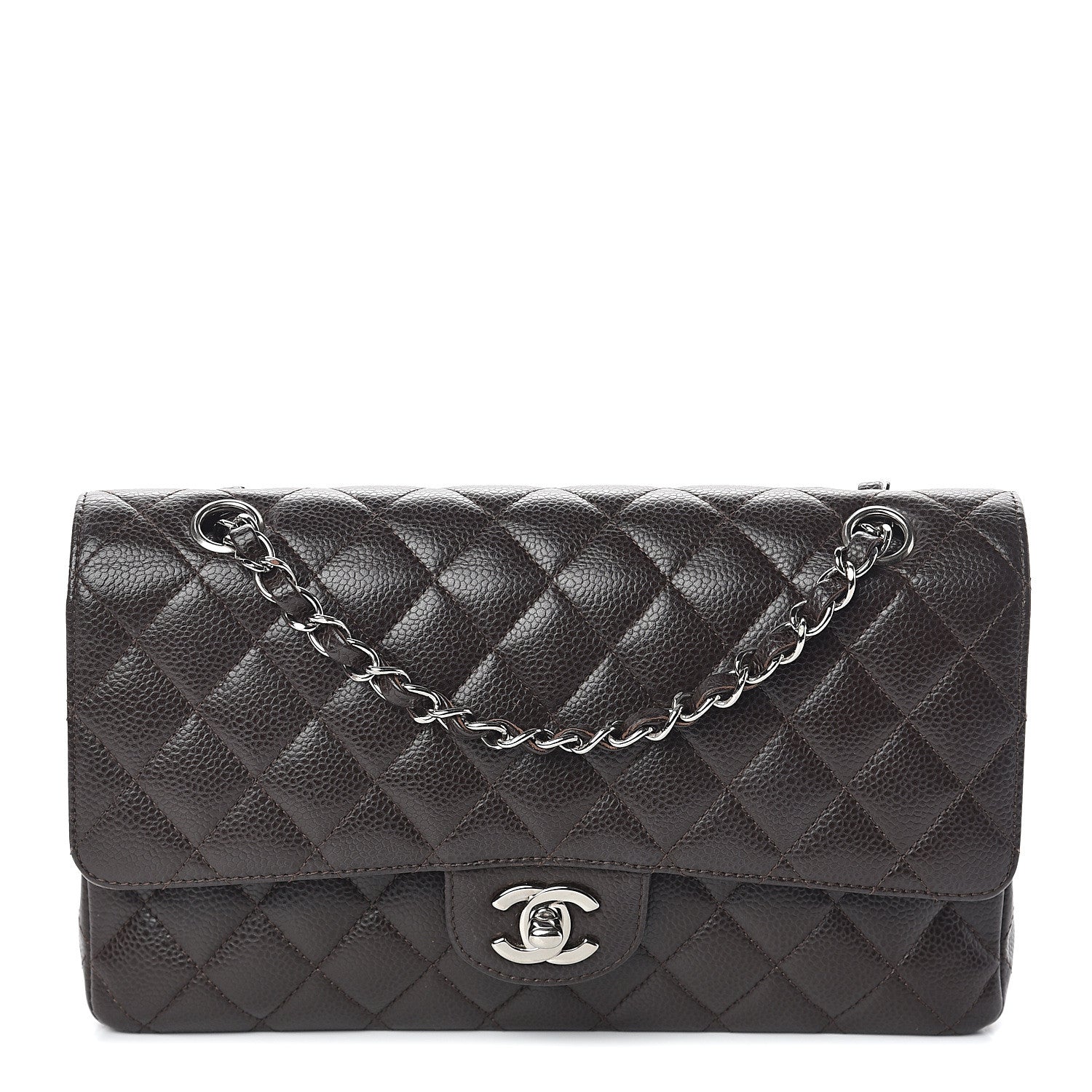 Chanel Caviar Quilted Medium Double Flap Dark Brown 1 of 8