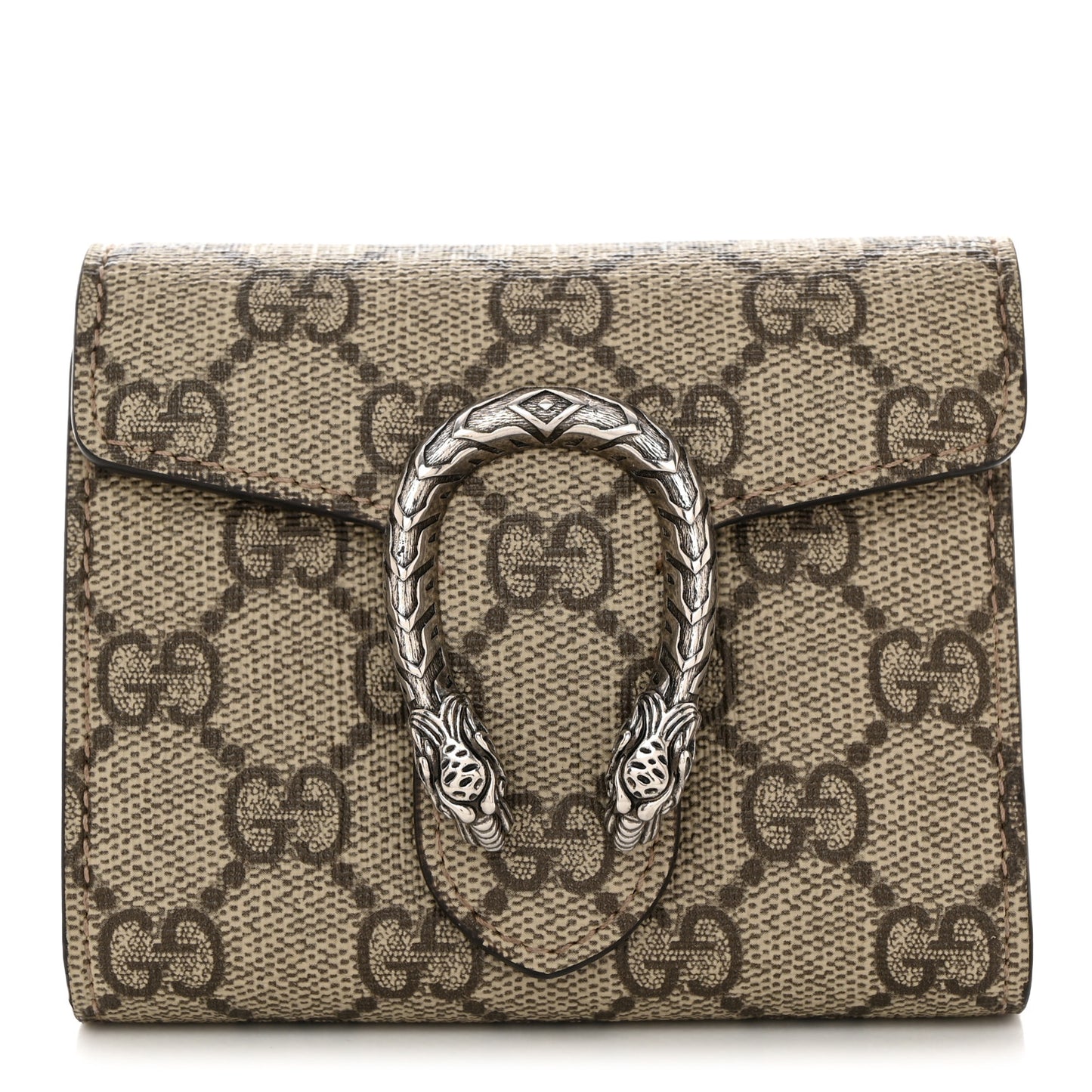 GG Supreme Monogram Dionysus Card Case Wallet Beige Taupe