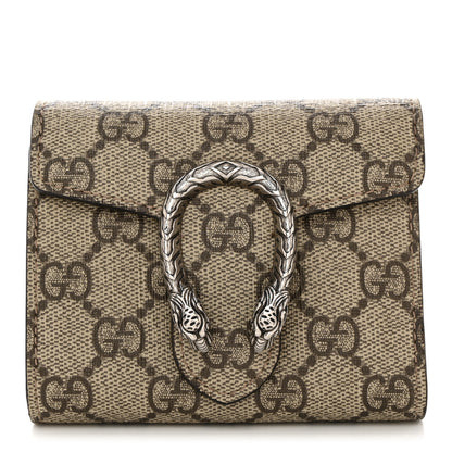 Gucci GG Supreme Monogram Dionysus Card Case Wallet Beige Taupe 1 of 7
