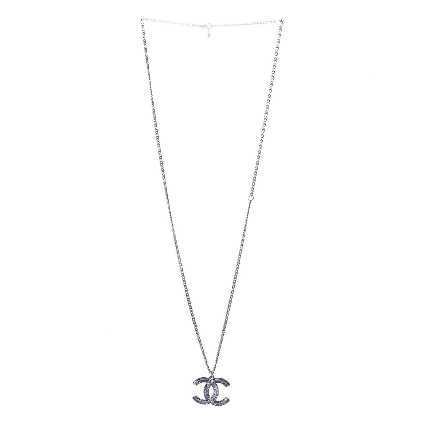 Crystal Baguette CC Necklace Blue