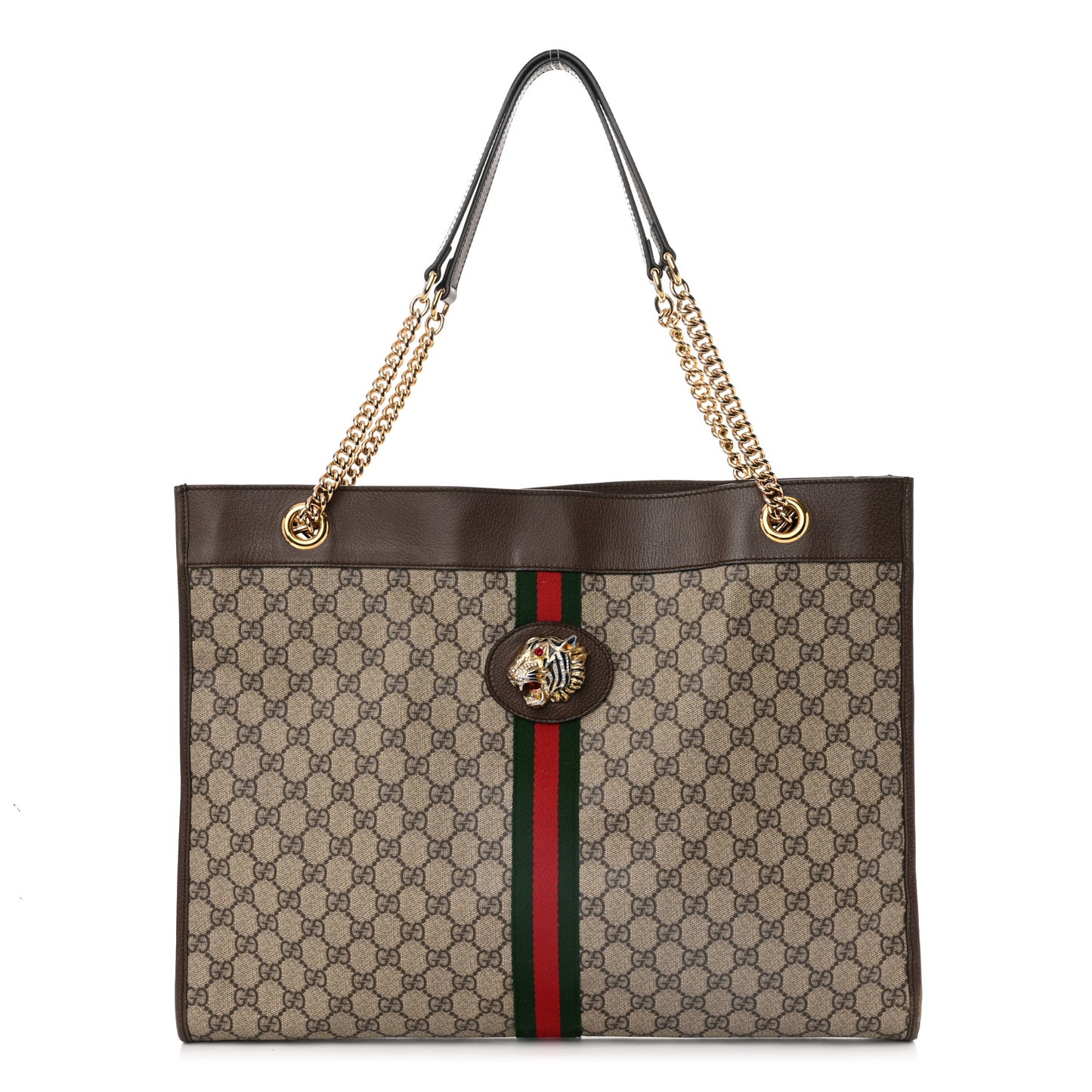 GG Supreme Monogram Large Rajah Chain Tote Beige New Acero