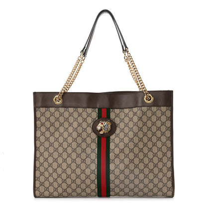 Gucci GG Supreme Monogram Large Rajah Chain Tote Beige New Acero 3 of 15
