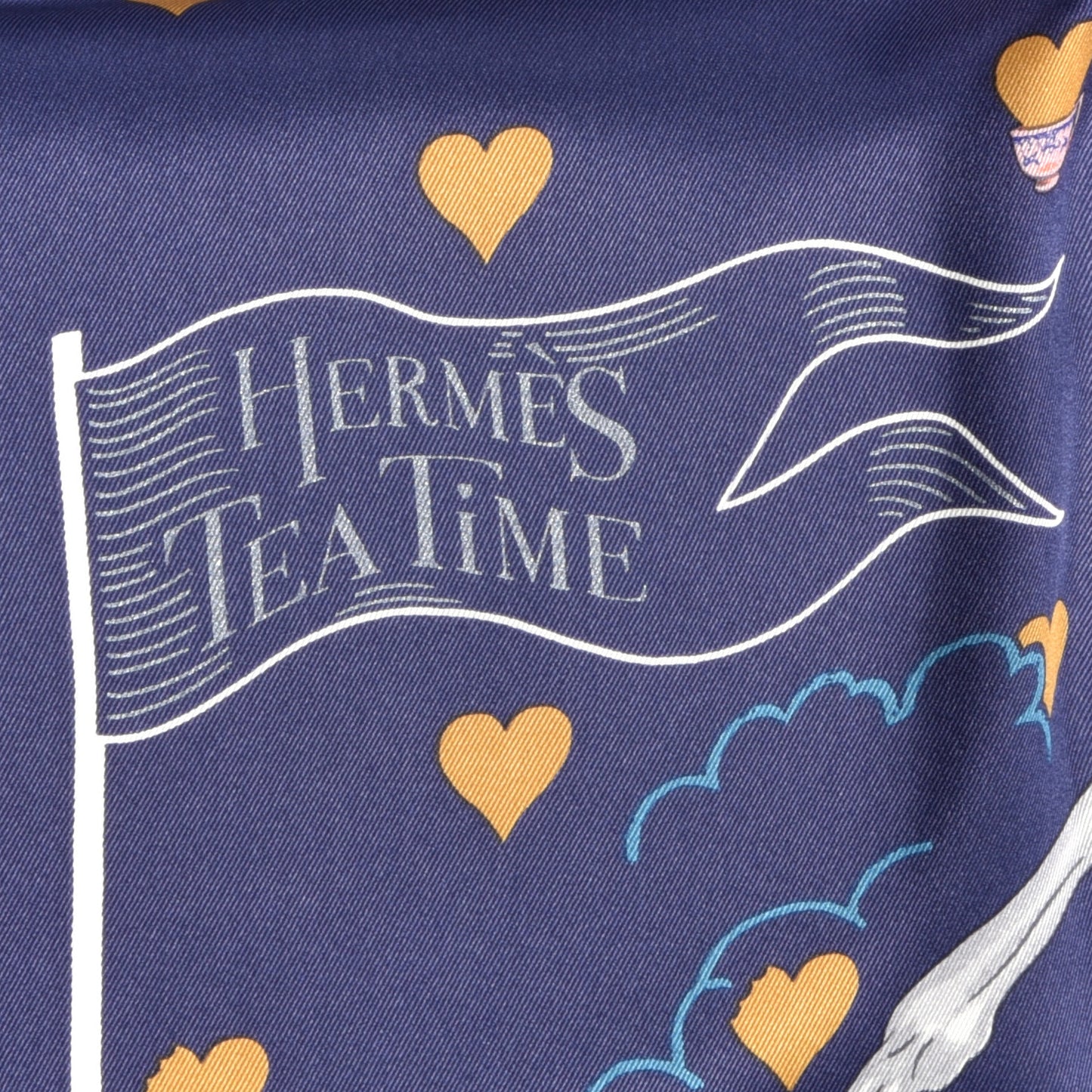 Silk Tea Time Scarf 70 Marine Vieux Rose