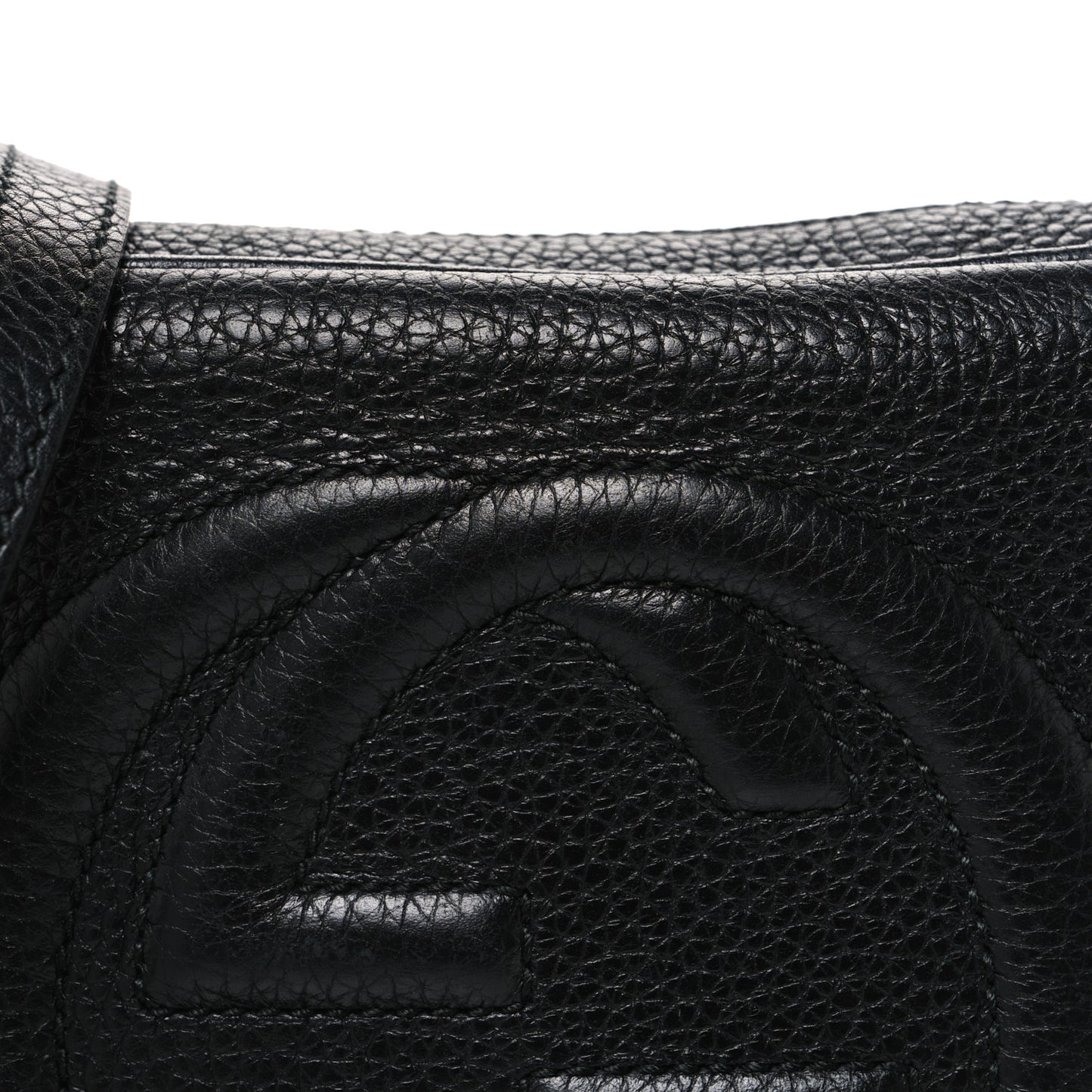 Pebbled Calfskin Small Soho Disco Bag Black