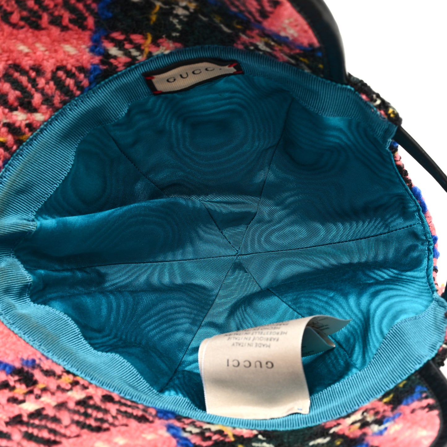 Wool Tweed Wide Brim Hat Blue Pink Black