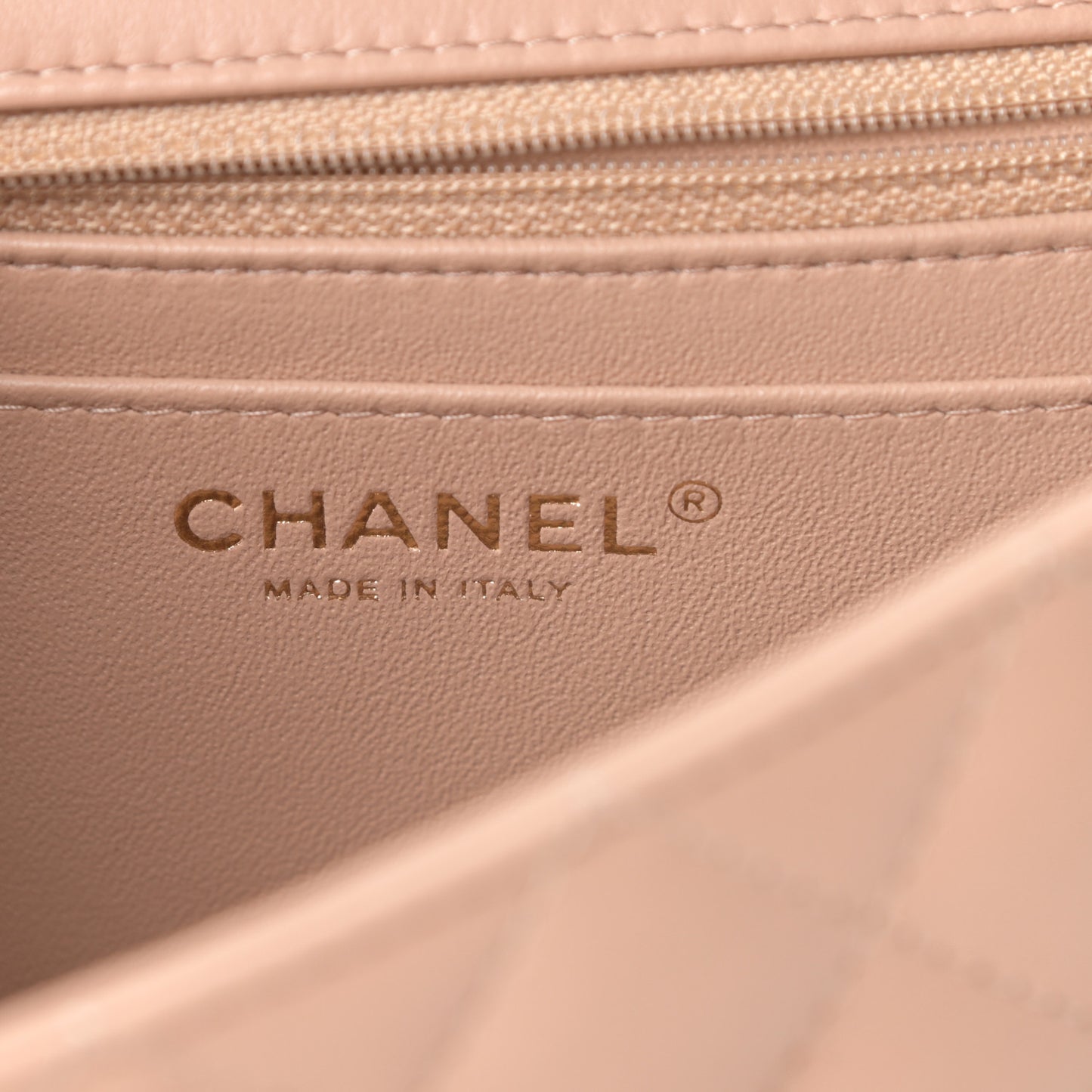 Lambskin Quilted Mini Rectangular Flap Beige