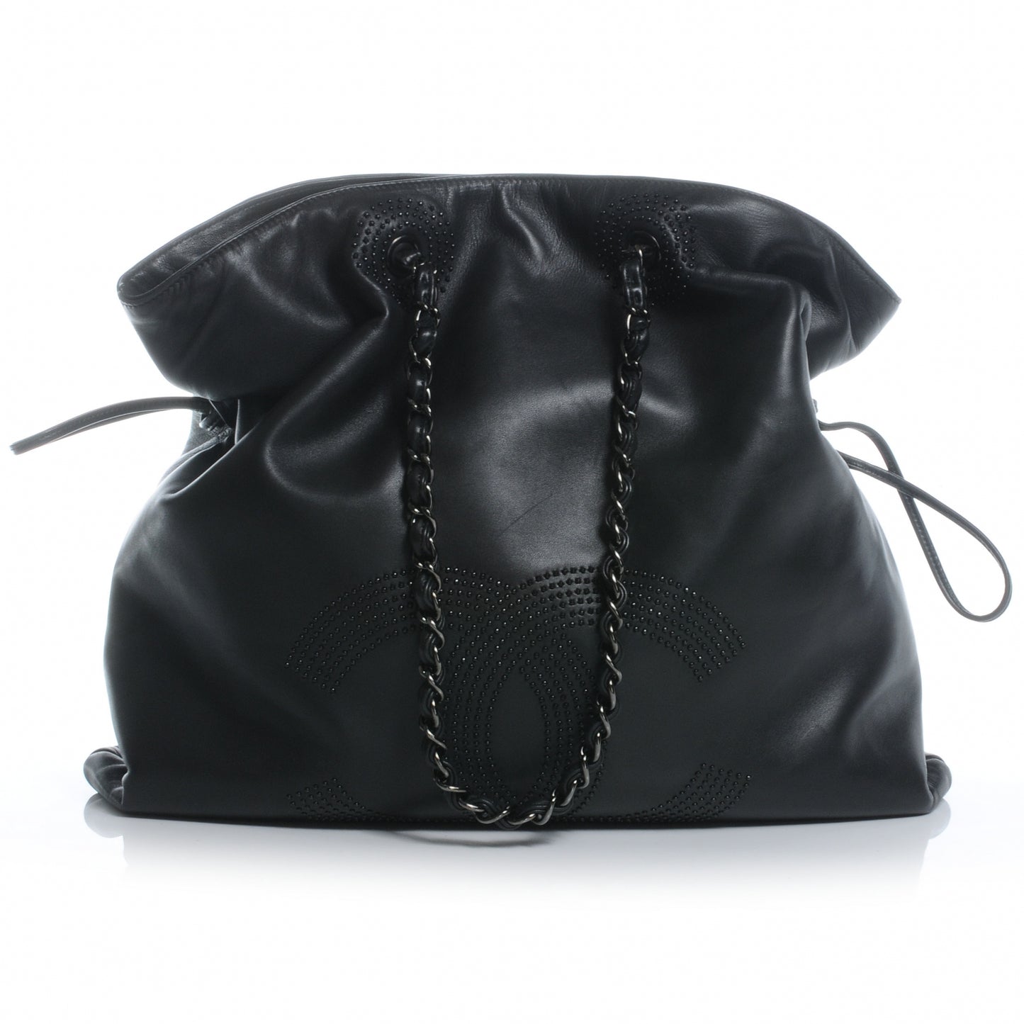 Lambskin CC Studded Shopper Tote Black