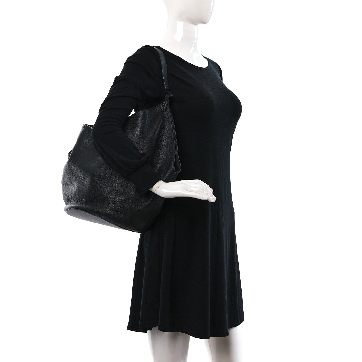 Khaite Pebbled Sport Calfskin Medium Lotus Tote Black 2 of 8
