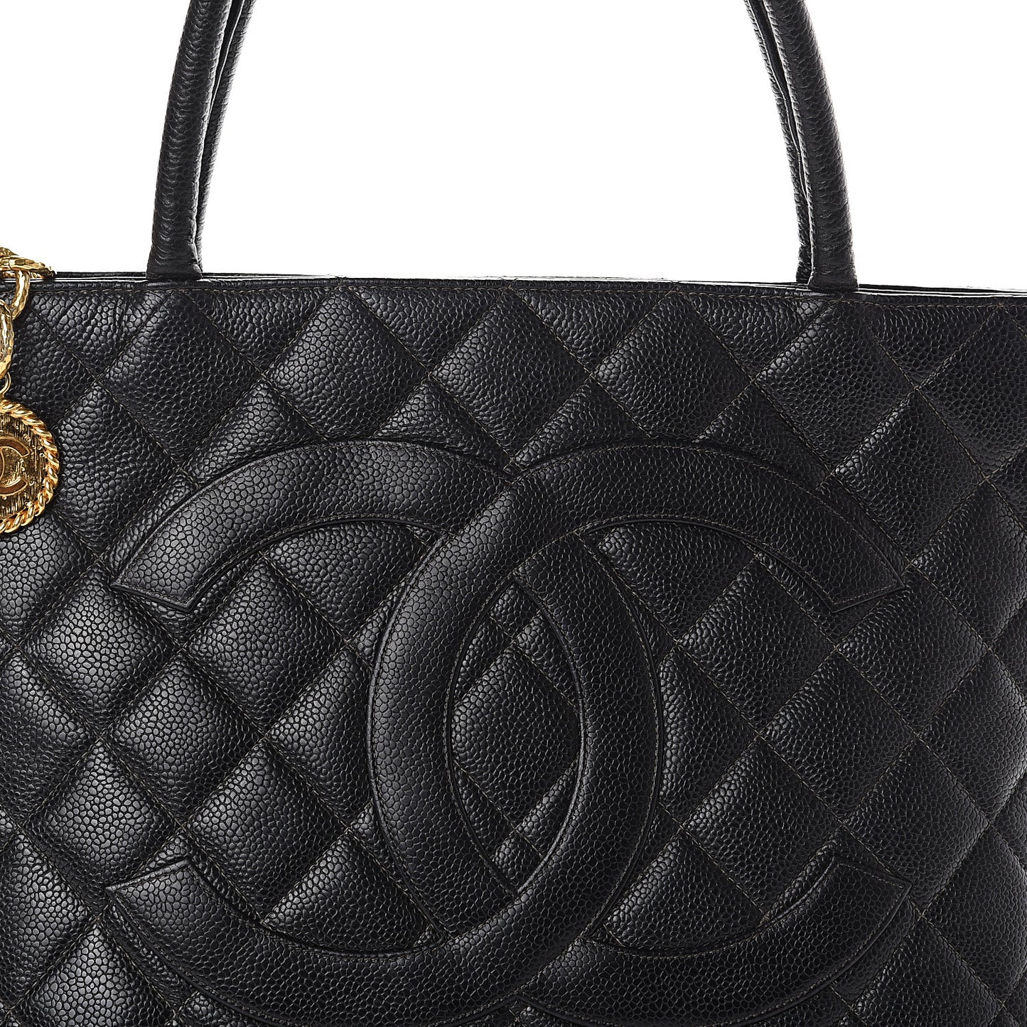 Caviar Quilted Medallion Tote Black
