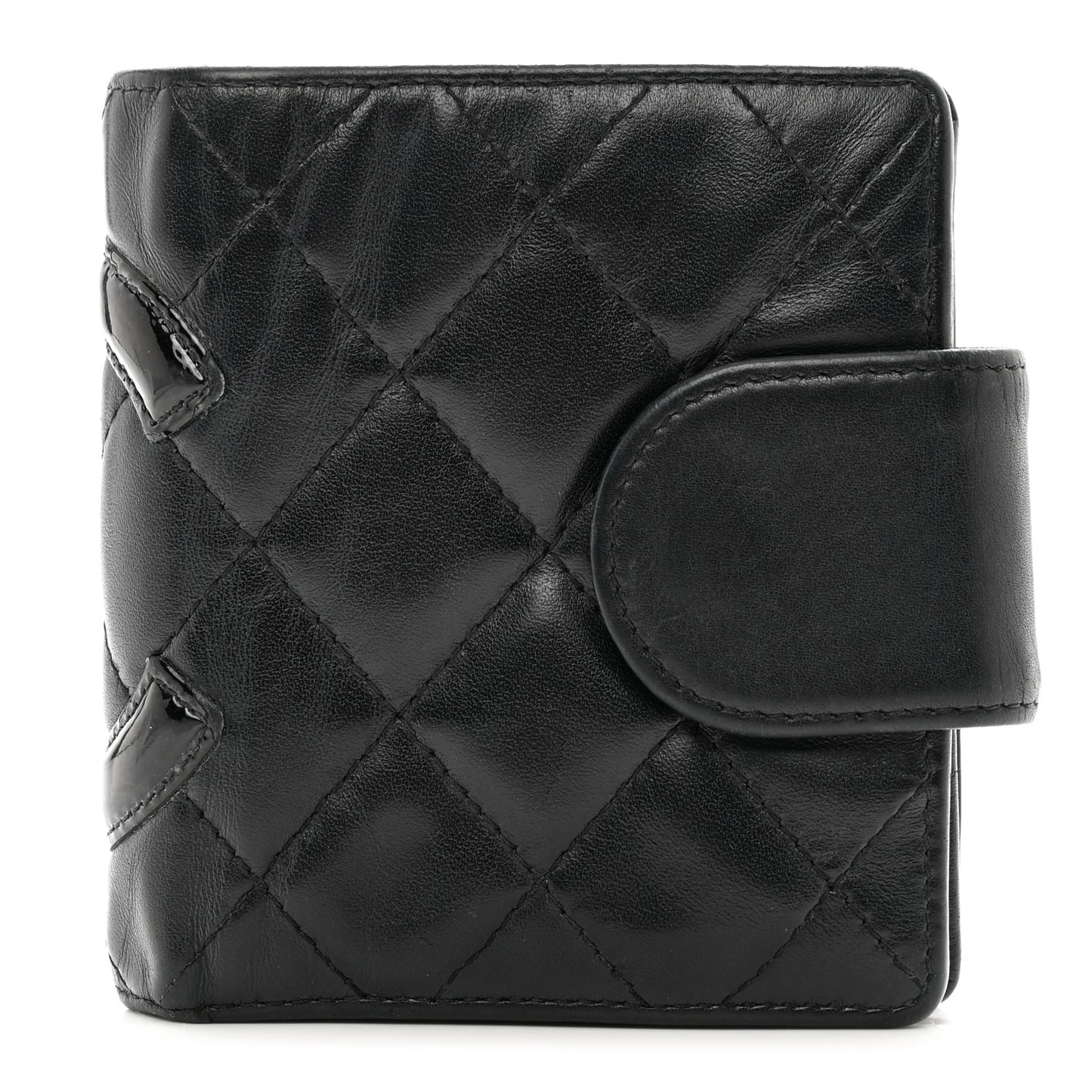 Calfskin Quilted Cambon Bi-Fold Wallet Black