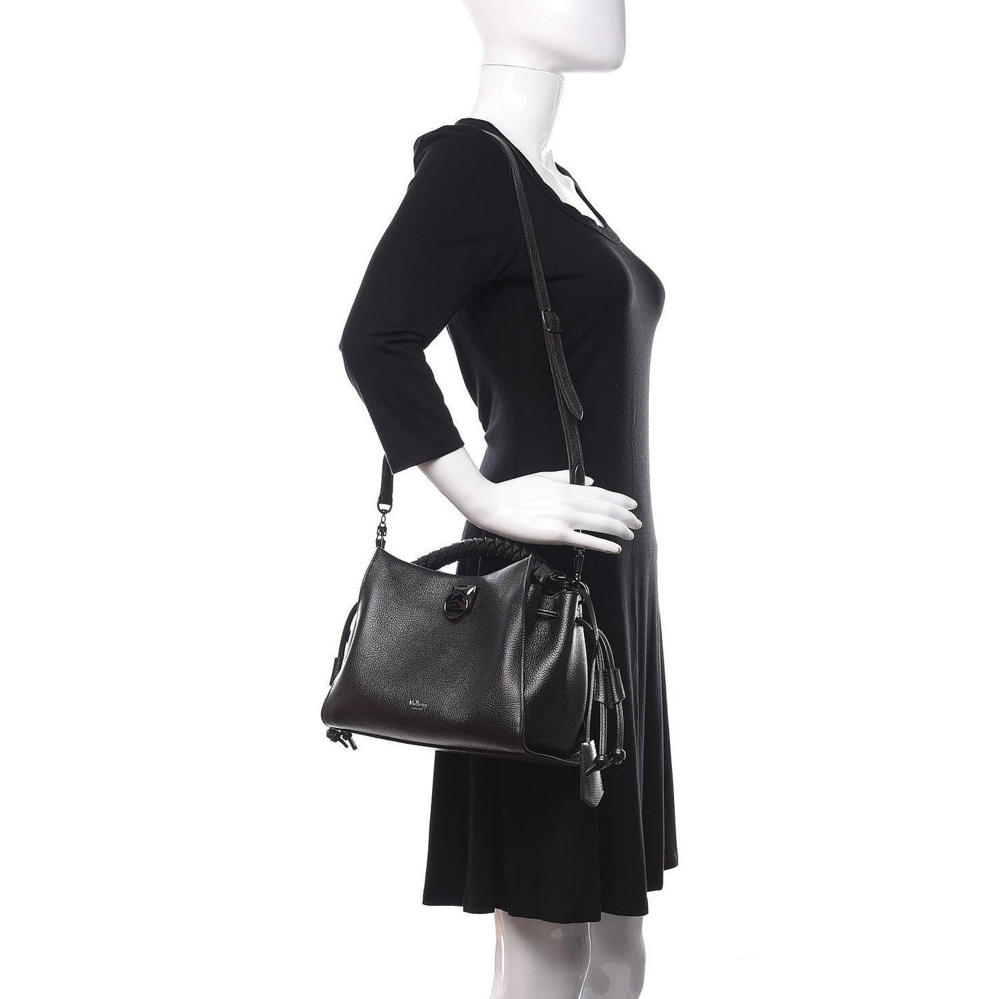 Metallic Heavy Grain Small Iris Tote Black