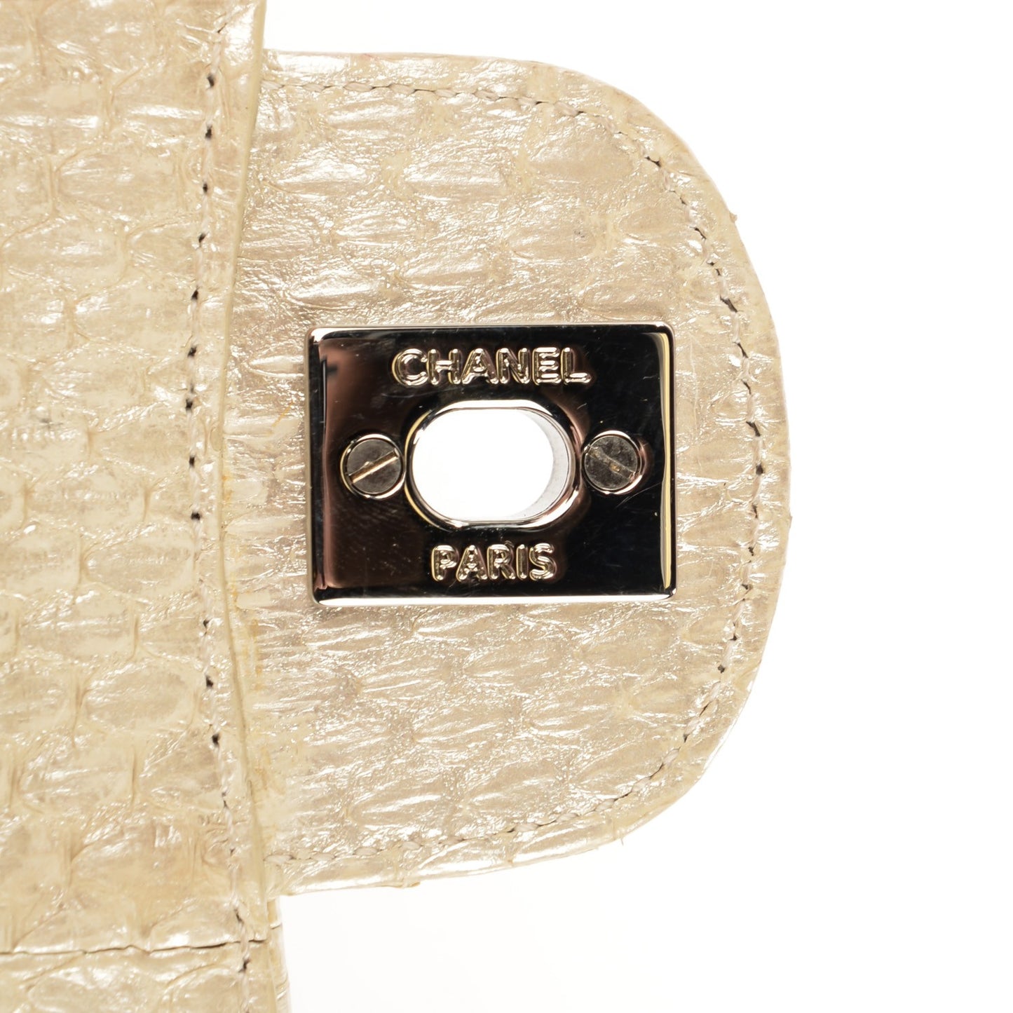 Iridescent Python Quilted Mini Flap WOC Light Gold