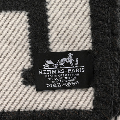 Hermes Wool Cashmere Signature Avalon Blanket Black 3 of 3