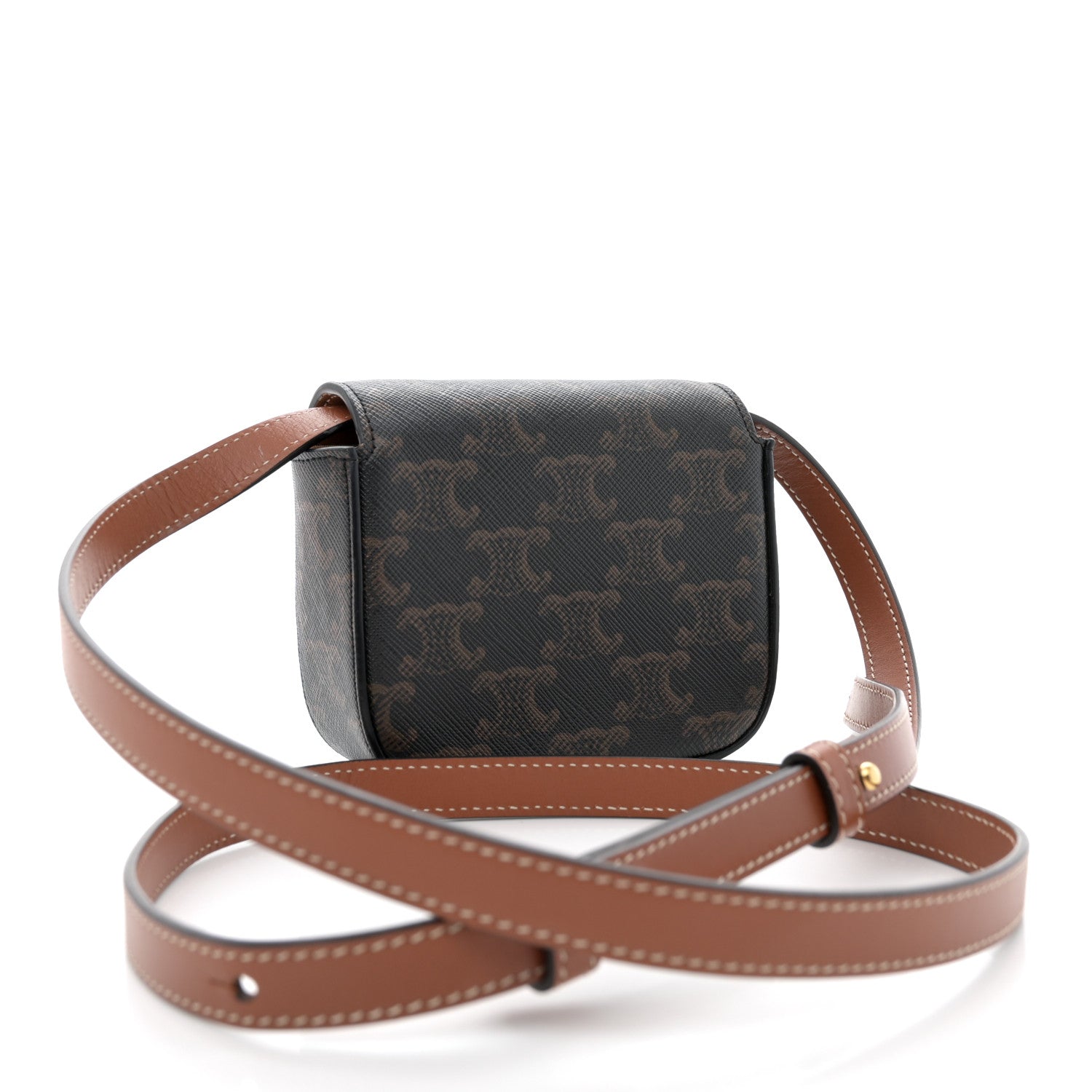 Celine Triomphe Canvas Calfskin Mini Triomphe Tan 3 of 13