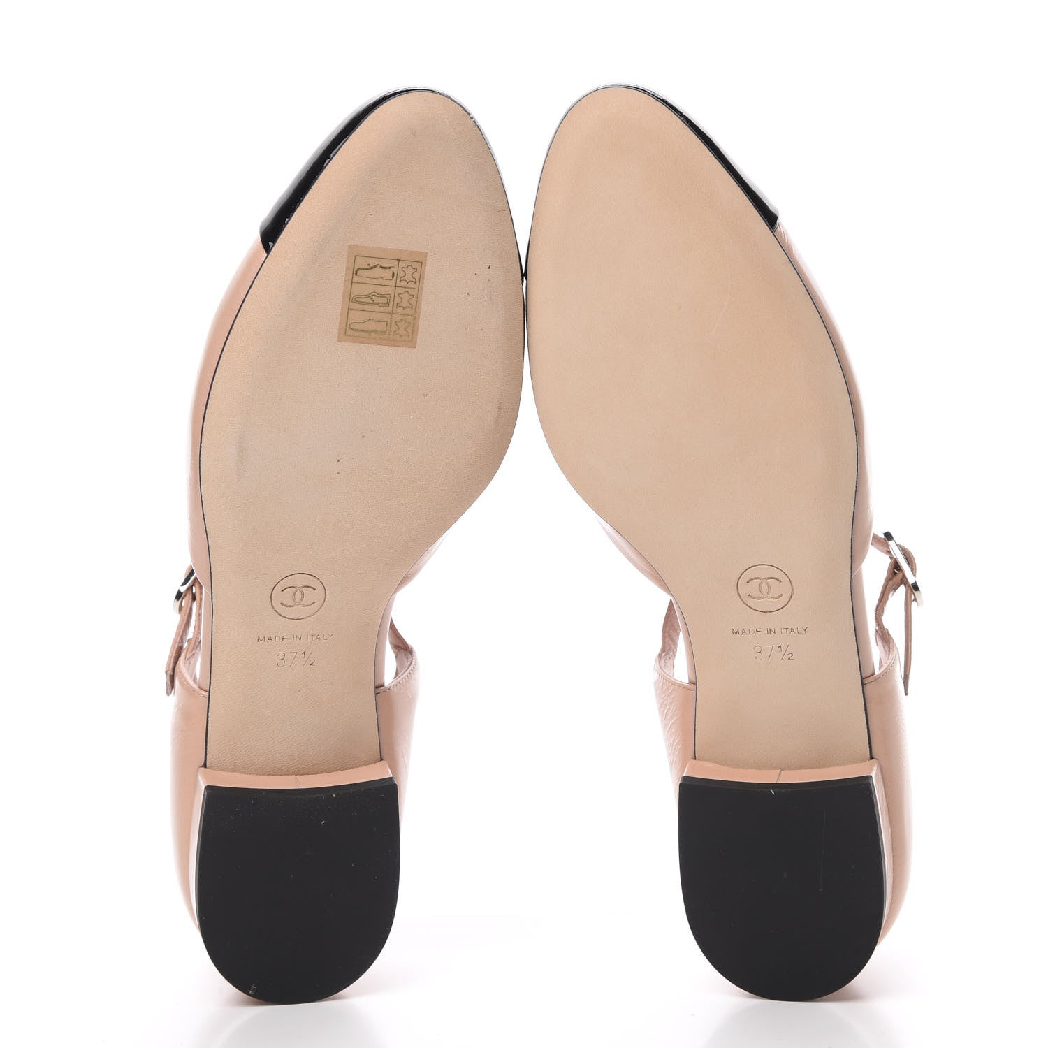 Chanel Crumpled Calfskin Patent Cap Toe Flats 37.5 Pink Black 5 of 9