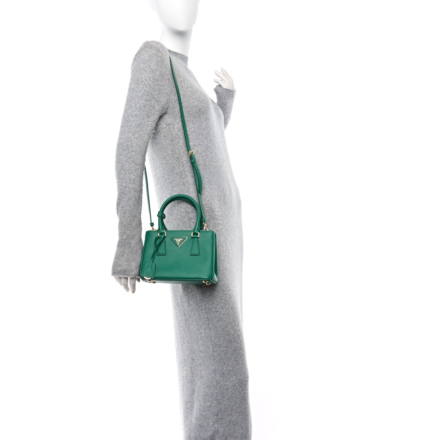 Prada Saffiano Mini Galleria Double Zip Tote Biliardo 2 of 13