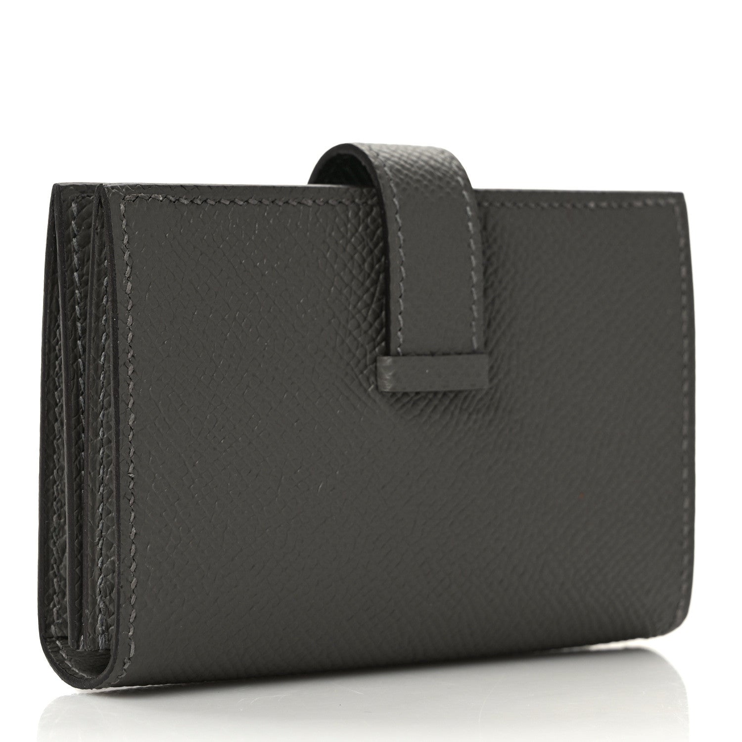 Hermes Epsom Bearn Card Holder Wallet Gris Meyer 3 of 8
