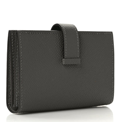 Hermes Epsom Bearn Card Holder Wallet Gris Meyer 3 of 8