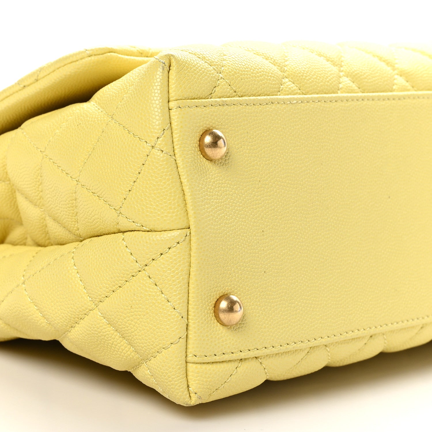 Chanel Caviar Quilted Small Coco Handle Flap Yellow 10 of 10