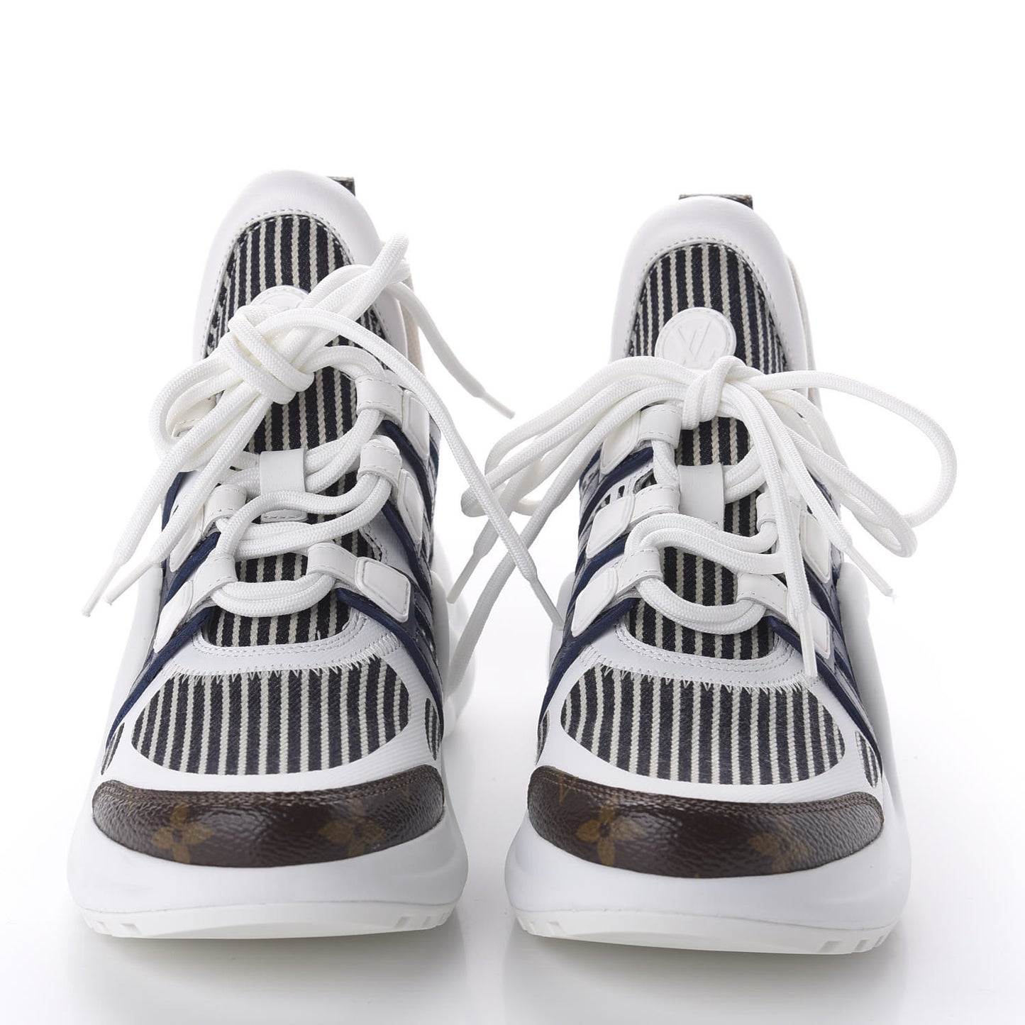 Patent Monogram Stripe LV Archlight Sneakers 36 White Blue