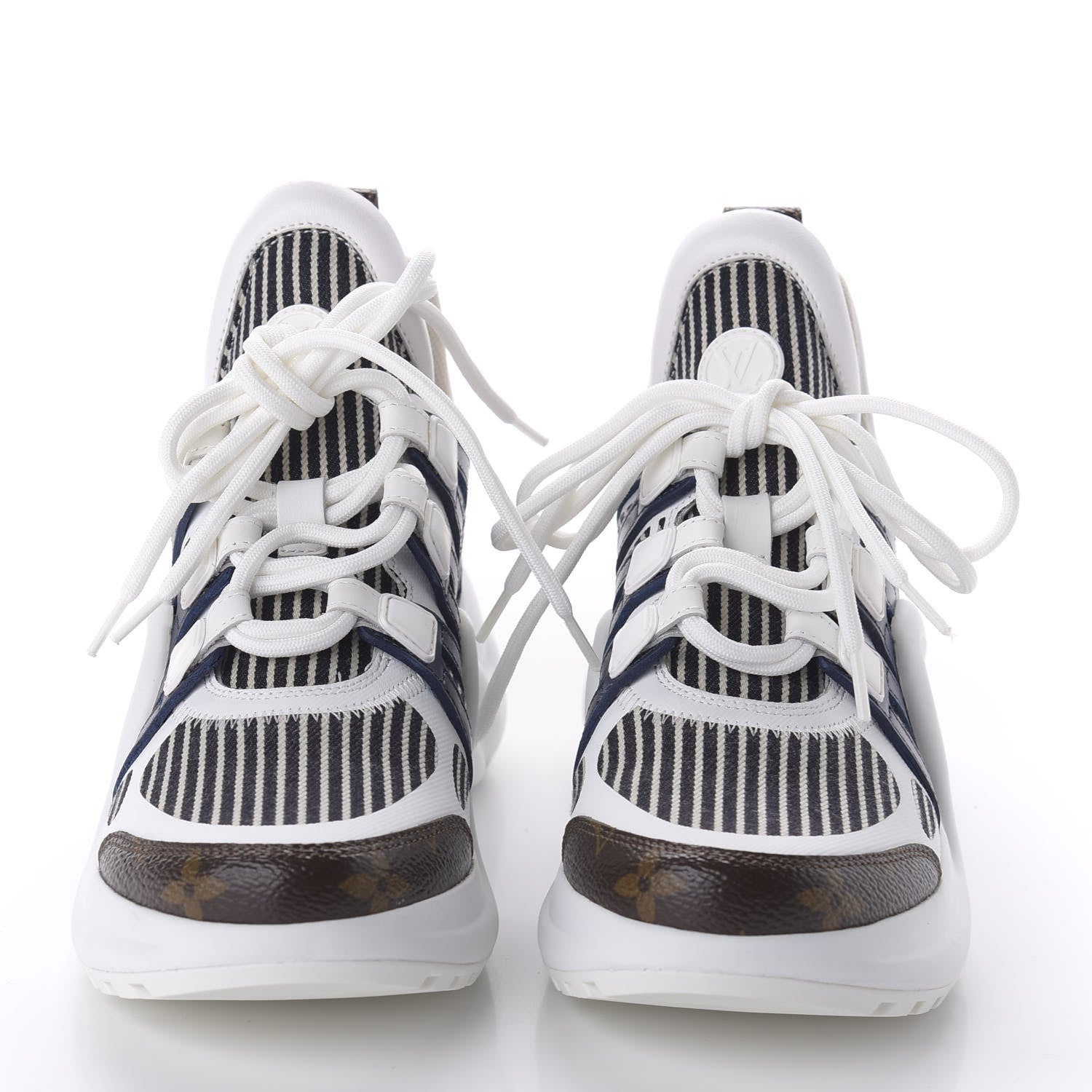 Louis Vuitton Patent Monogram Stripe LV Archlight Sneakers 36 White Blue 2 of 9