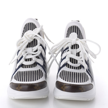 Louis Vuitton Patent Monogram Stripe LV Archlight Sneakers 36 White Blue 2 of 9