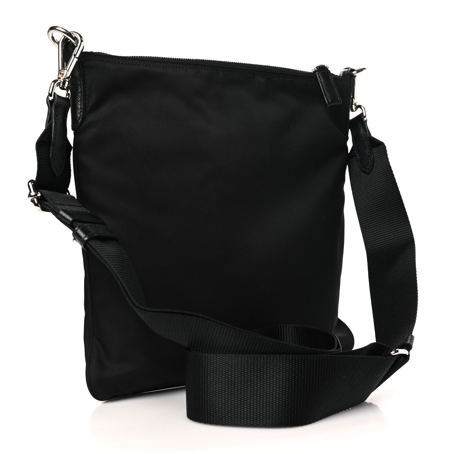 Prada Tessuto Nylon Saffiano Flat Messenger Bag Black 3 of 8