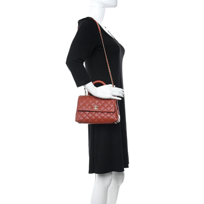 Chanel Caviar Quilted Mini Coco Handle Flap Dark Orange 2 of 10