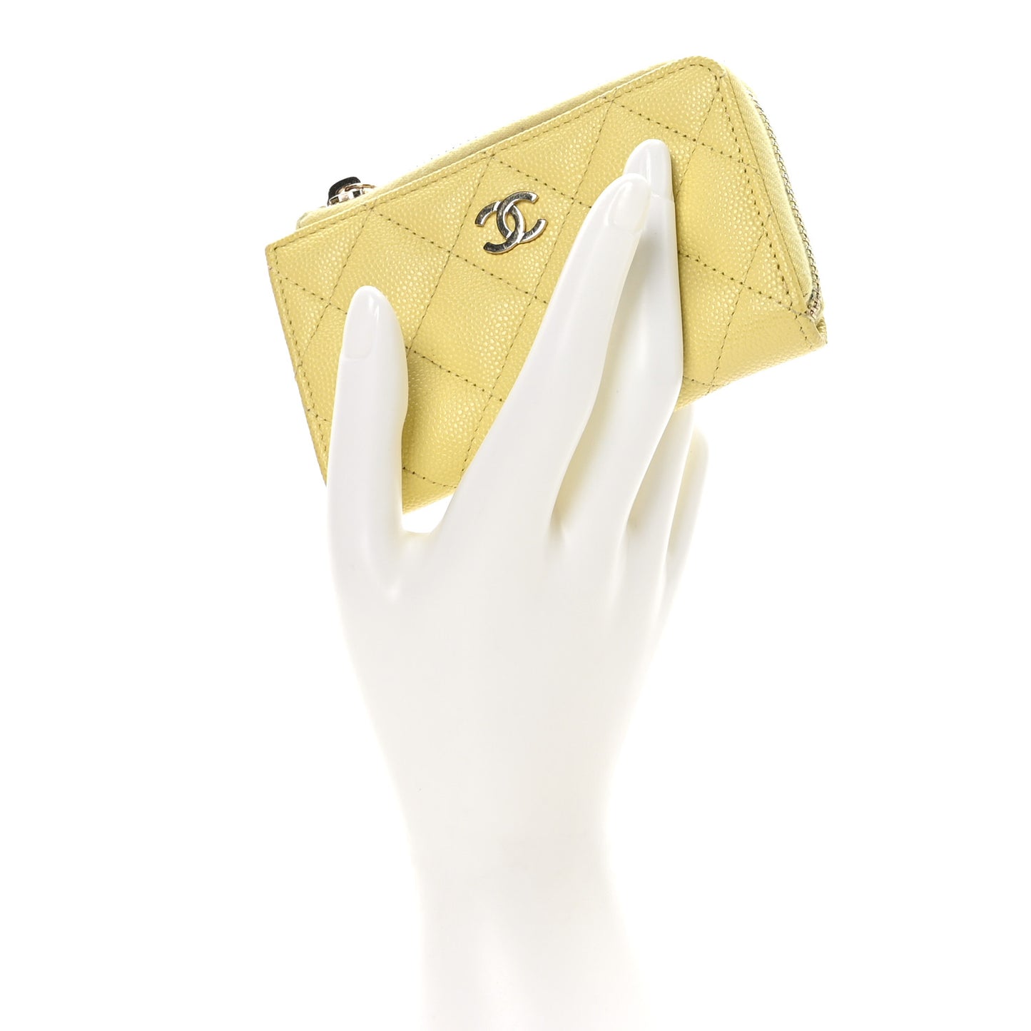 Caviar Quilted Zipped Key Holder Case Yellow