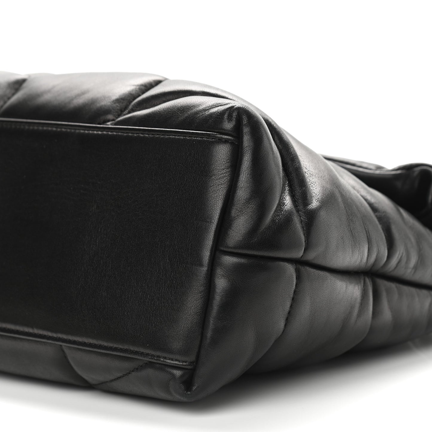 Lambskin Quilted Medium Loulou Puffer Monogram Chain Satchel Black