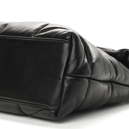 Saint Laurent Lambskin Quilted Medium Loulou Puffer Monogram Chain Satchel Black 9 of 9